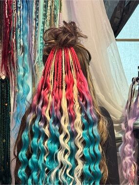 Vibrant Ombre Hair Extensions - Reddish/Pink, Blonde & Teal